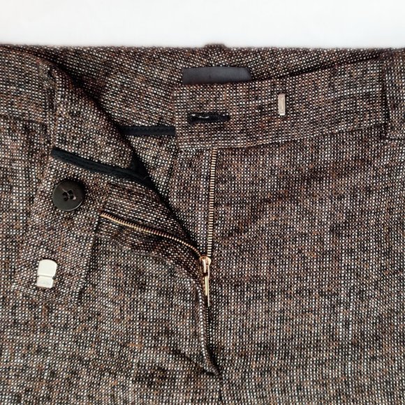 NWOT FENDI Wool Slim Trousers in Brown & White Tweed Small Pants Pantalon Petit - Picture 12 of 15